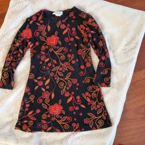 Girls, 4T, CaronJoy, stretchy, a-line dress, black with flowers